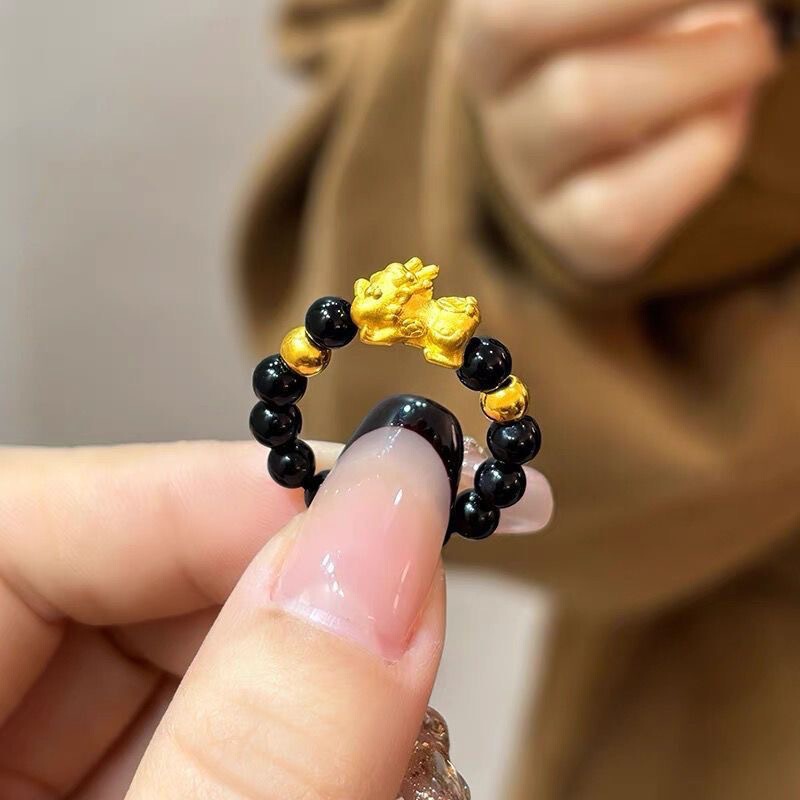 相思红豆仿编织戒指女潮小众设计高级感食指指环情侣闺蜜尾戒|undefined