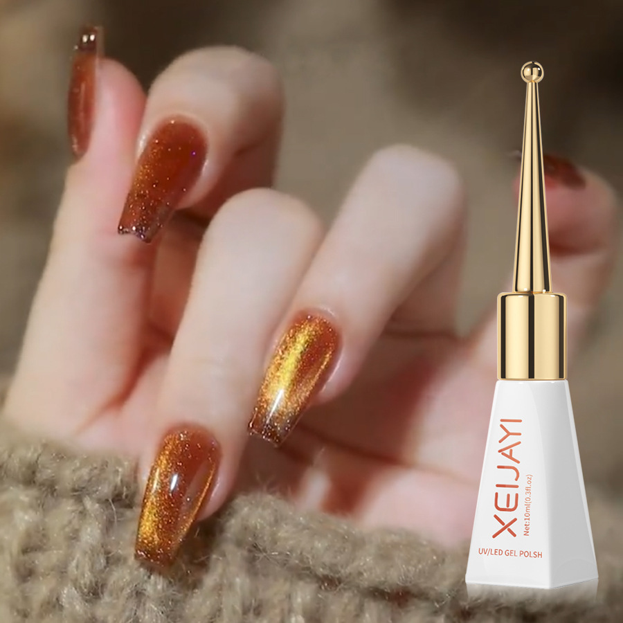 New Internet celebrity Amber universal Crystal cat eye Nail Polish glue caramel autumn and winter Japanese phototherapy glue for nail salon