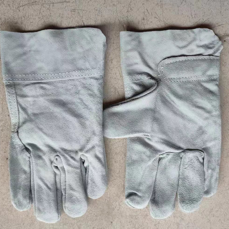 灰色二层短牛皮司机手套加厚耐磨耐高温隔热防烫焊工劳保电焊手套