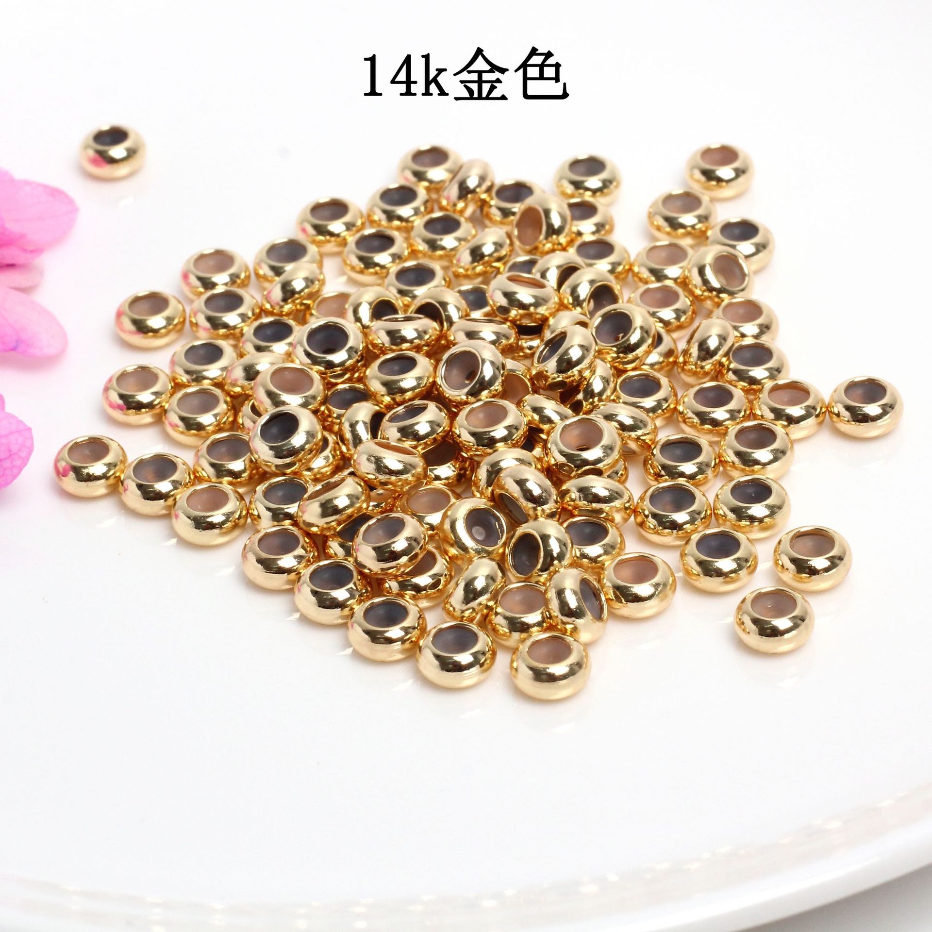 14K envuelto en oro color preservando silicona cuentas de cobre cuentas ajustables silicona posicionamiento cuentas collar pulsera pendientes espaciador perlas material