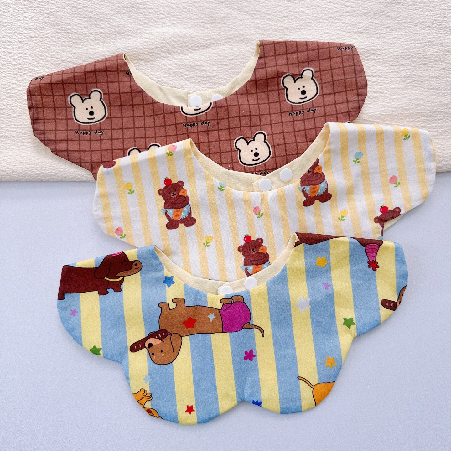 Ins K-Style of Baby Saliva Towel Cotton Gauze Baby Petal Bib Anti-Vomiting Milk Towel Cartoon Waterproof Bib 2 Pack