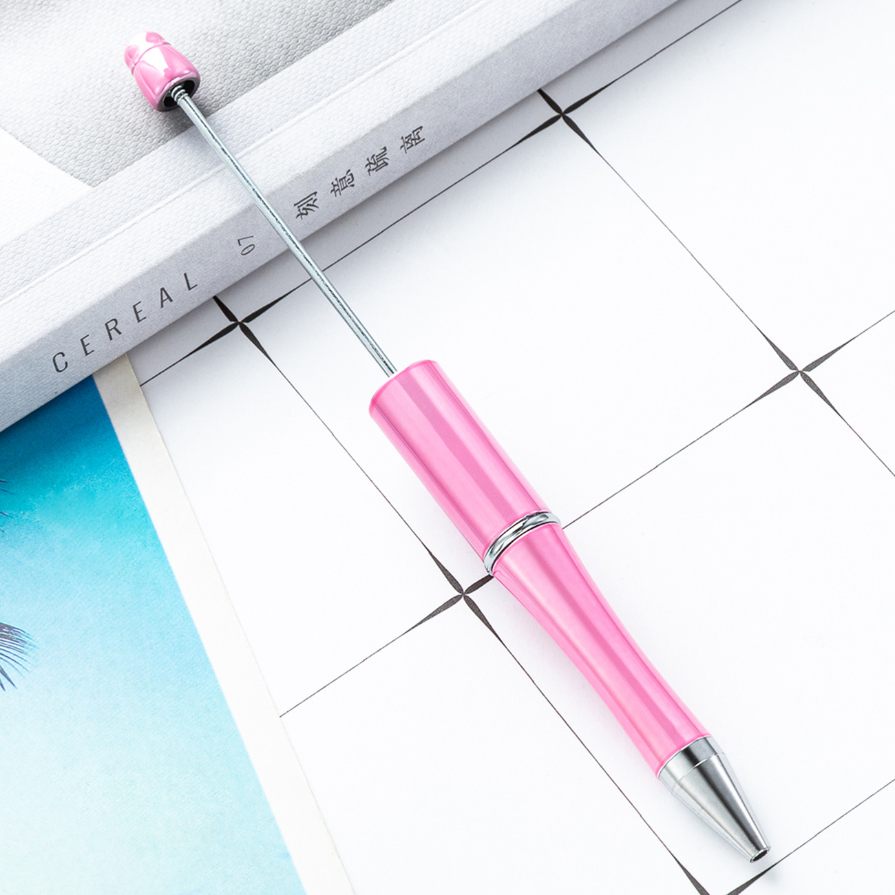 Nuevo bolígrafo de cuentas en stock UV galvanizado DIY creativo bolígrafo de cuentas de plástico imprimible al por mayor bolígrafo