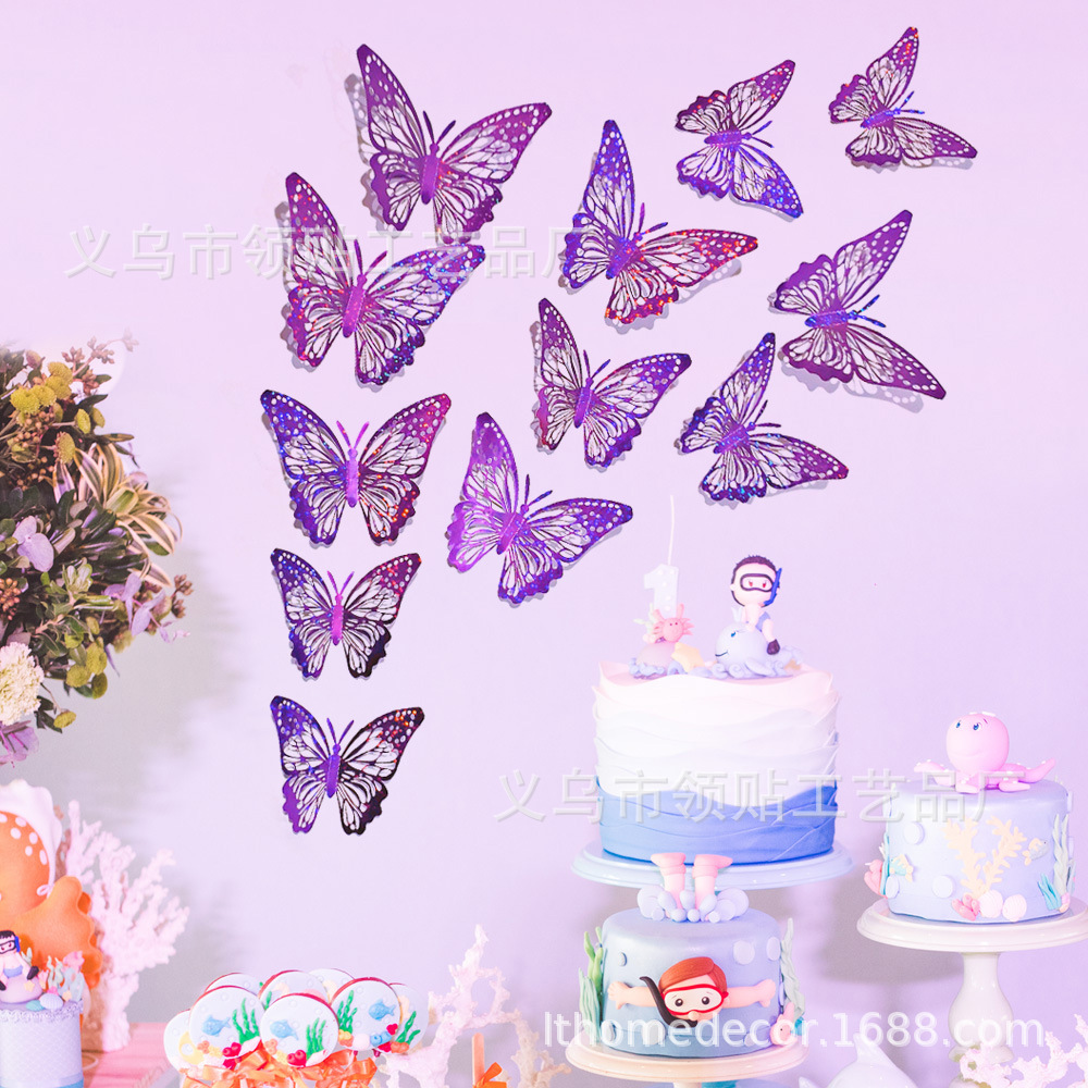 Lthd029 mariposas volando mariposas tridimensionales filmando accesorios, embellecimiento del hogar, decoración de fiestas, decoración de cumpleaños