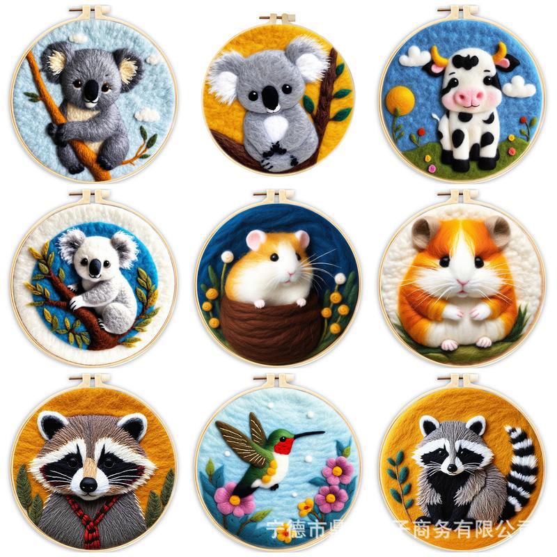 Gatyztory Needle Felting Starter Wool Felt Painting with Embroidery Frame Needle Felting Supplies for Beginners Home