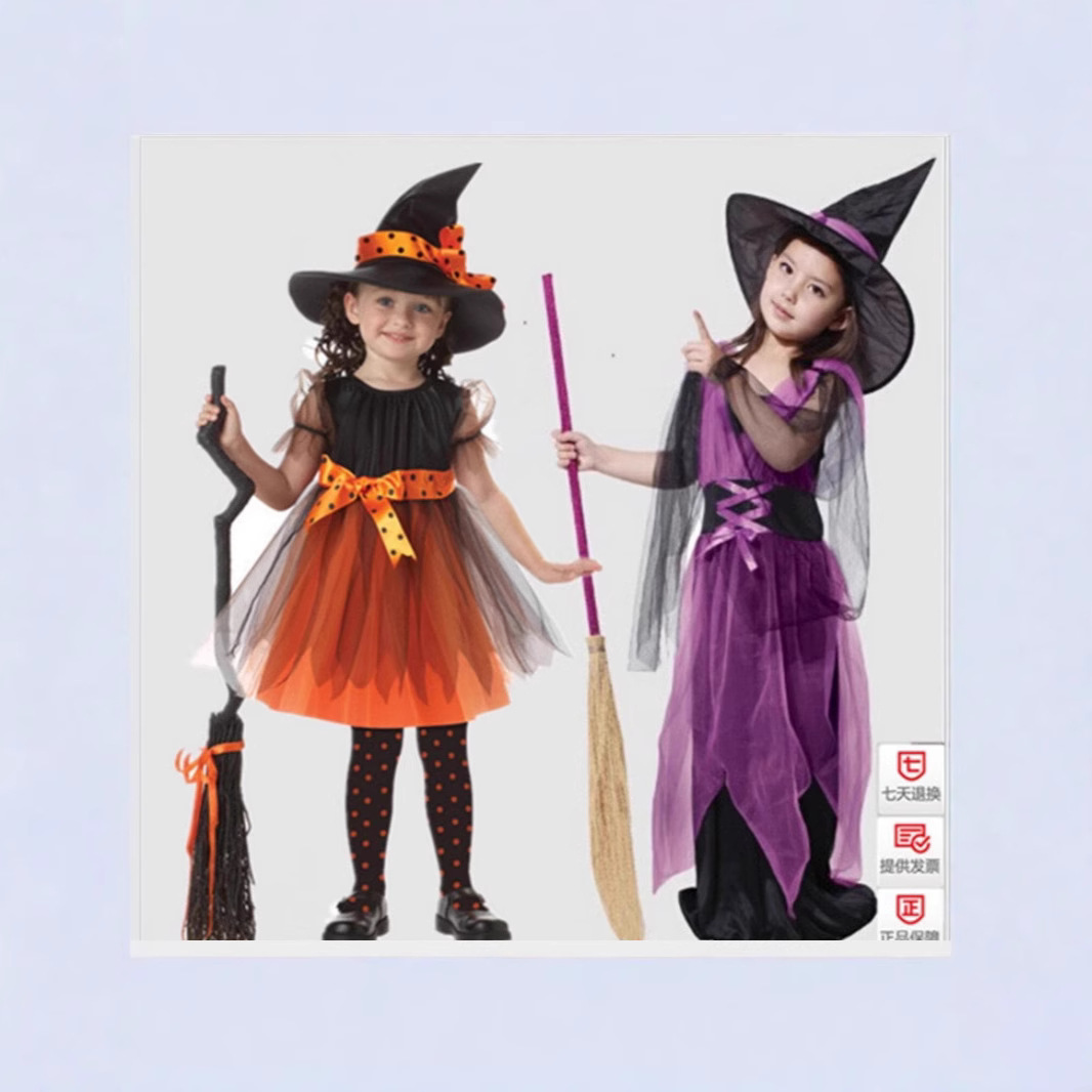 Cross-Border Halloween Costumes European and American Elf Kidsren's Cosplay Kidsren's Clothing Witch Role-Playing Halloween Clothes