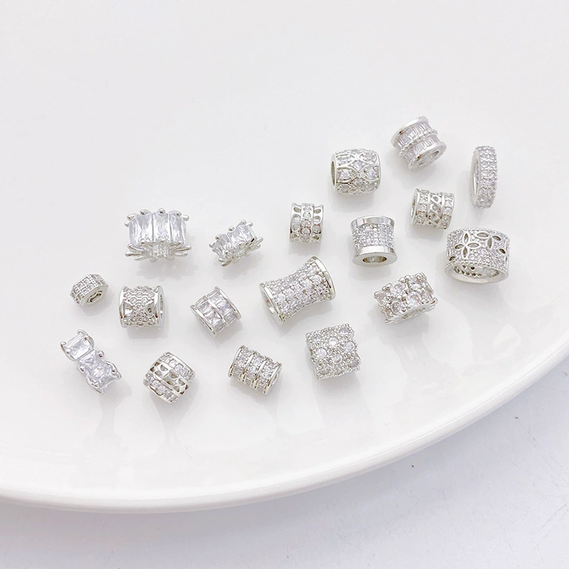 Платиновый zirconium с шестернями, бусины, браслет с бусами, ожерелье, материал, аксессуары, со снежинками