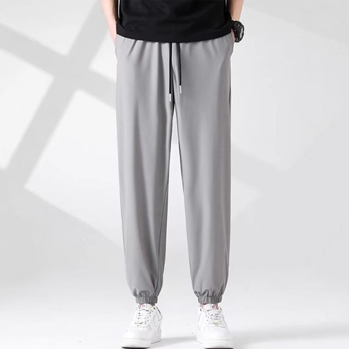Ice silk elastic ultra-thin men's casual pants summer loose large-size sports pants men's all-matching quick-drying fashionable pants