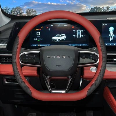 2025 Chery Tiggo 7Plus Steering Wheel Cover 25 Tiggo 7 Special Interior Supplies Ultra-Thin Four-Season Handle Cover (Steering wheel cover) - red-set-type-ultra-thin-model-default