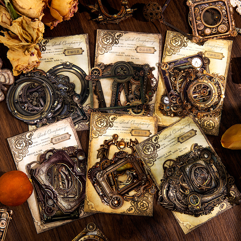 Yanji marco hueco mecánico era serie retro hueco mano cuenta DIY material decoración base 10 unidades 6 modelos