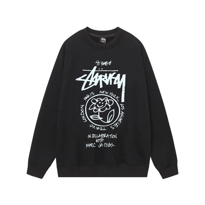 Stussy 斯图西秋冬美式卫衣男女经典字母印花黑8骰子长袖圆领外套|undefined
