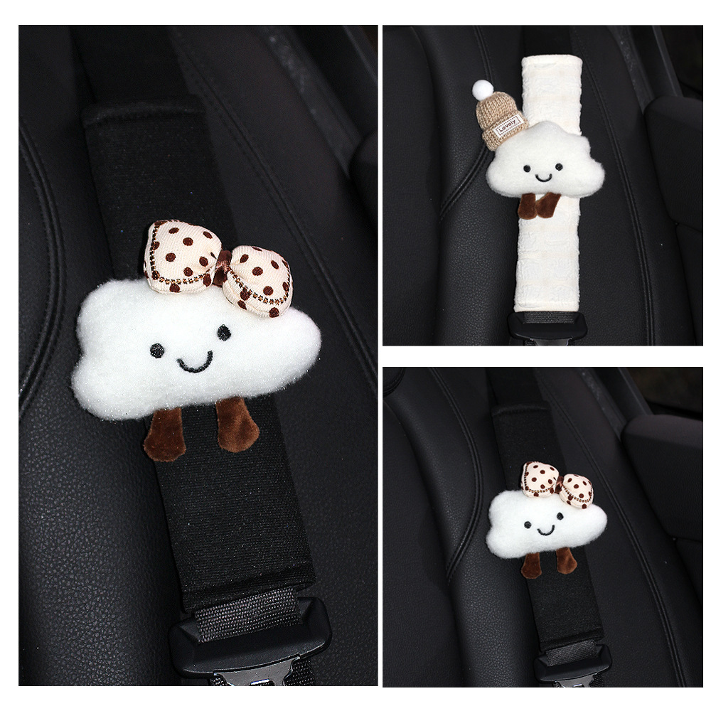 Cute Cloud-Shaped Car Seatbelt Shoulder Pad, Car Seatbelt Decoration Accessory, Anti-Wear Clothing, Suitable for All Seasons, for Women