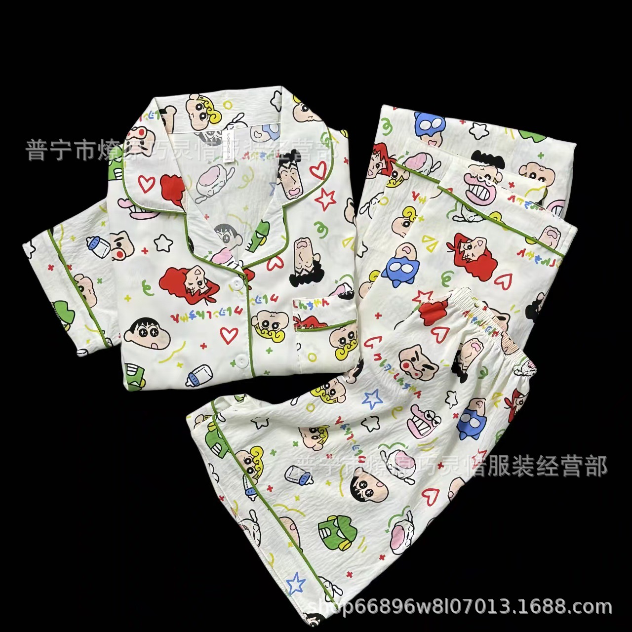 Pajamas de tres piezas de torta de oso para mujeres de verano, pantalones de manga corta, nubes de algodón adorable, viento en 2025 nueva ropa para el hogar