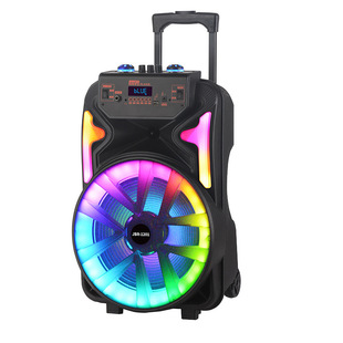 15inch Outdoor Speaker with Bluetooth Rechargeable Colorful Light with 1 Wireless Microphone Export Export Wholesale