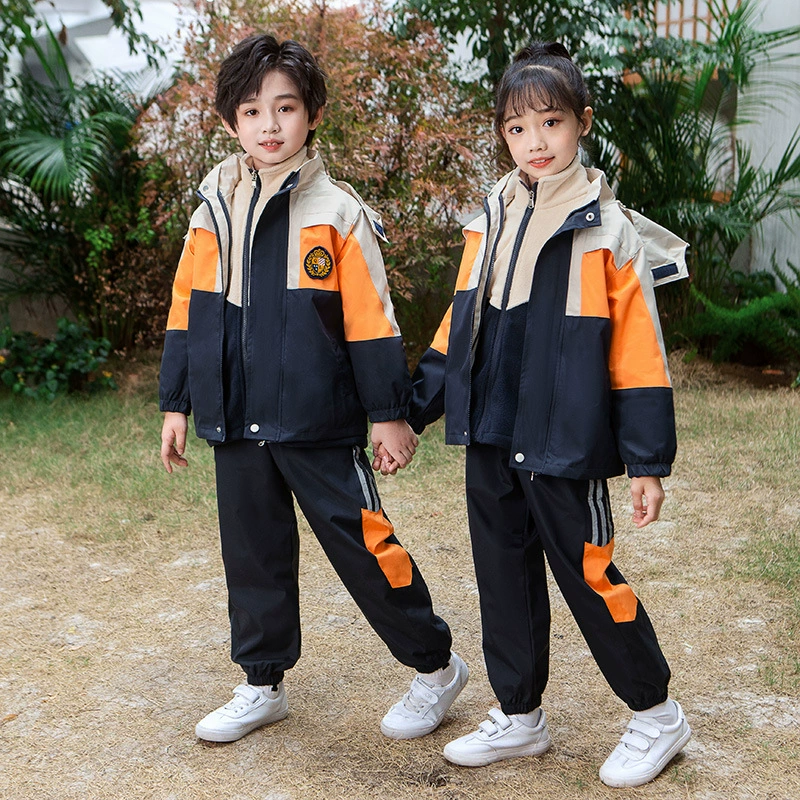  Autumn down jacket for kindergarten for elementary school students, uniform, children's sports winter set, 3 piece set