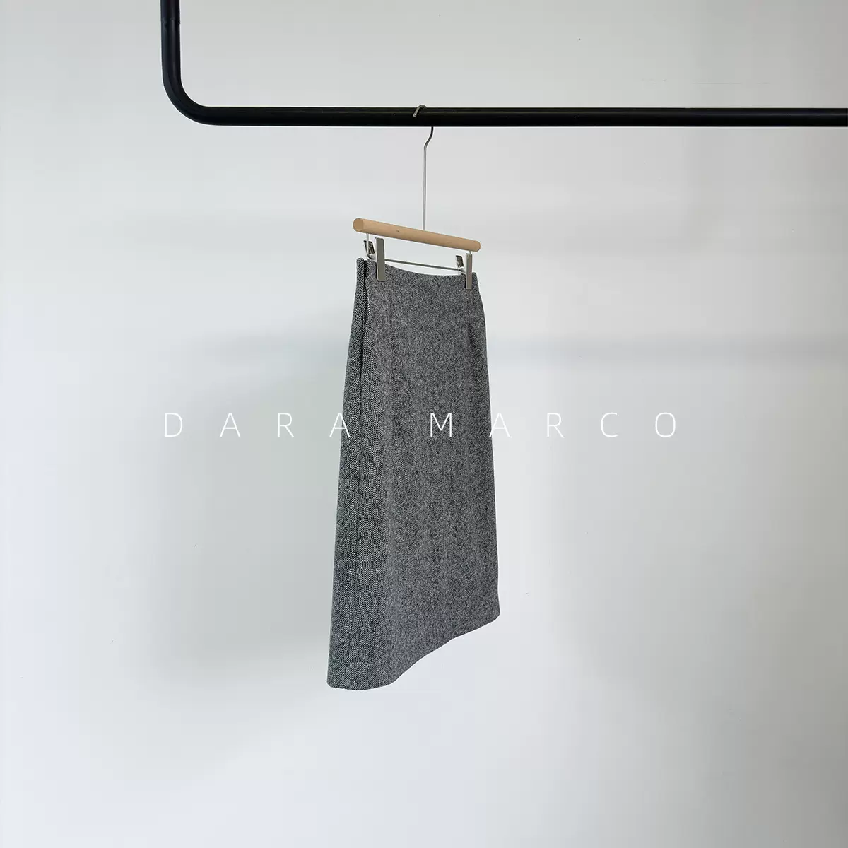 高腰开衩毛呢半身裙~羊毛灰色铅笔包臀裙高JI通勤西装秋冬气质感