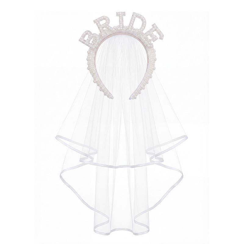 Personalizada boda tocadena de novia perla banda de cabello tocadena de soltero fiesta de cristal correa de hombro de boda conjunto de cinta