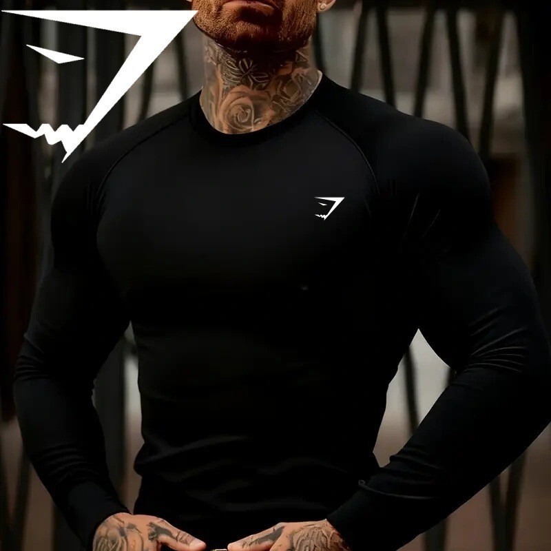Gymshark Fitness Tops for Men, Casual and Versatile Running Quick-Drying Breathable Tights, Long-Sleeved T-Shirts for Muscle Building Gymshark Fitness Tops for Men, Casual and Versatile Running Quick-Drying Breathable Tights, Long-Sleeved T-Shirts for Muscle Building