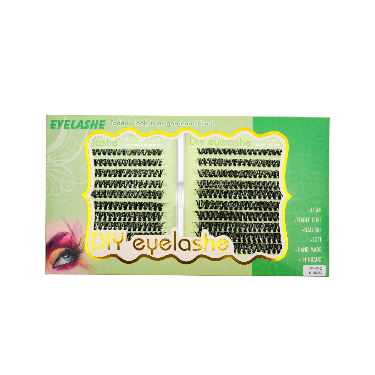 DIY transfronterizo pestañas falsas 4 piezas juego de pegamento de liberación de pestañas 304050P60P80P100P 20 filas lotes de comercio exterior