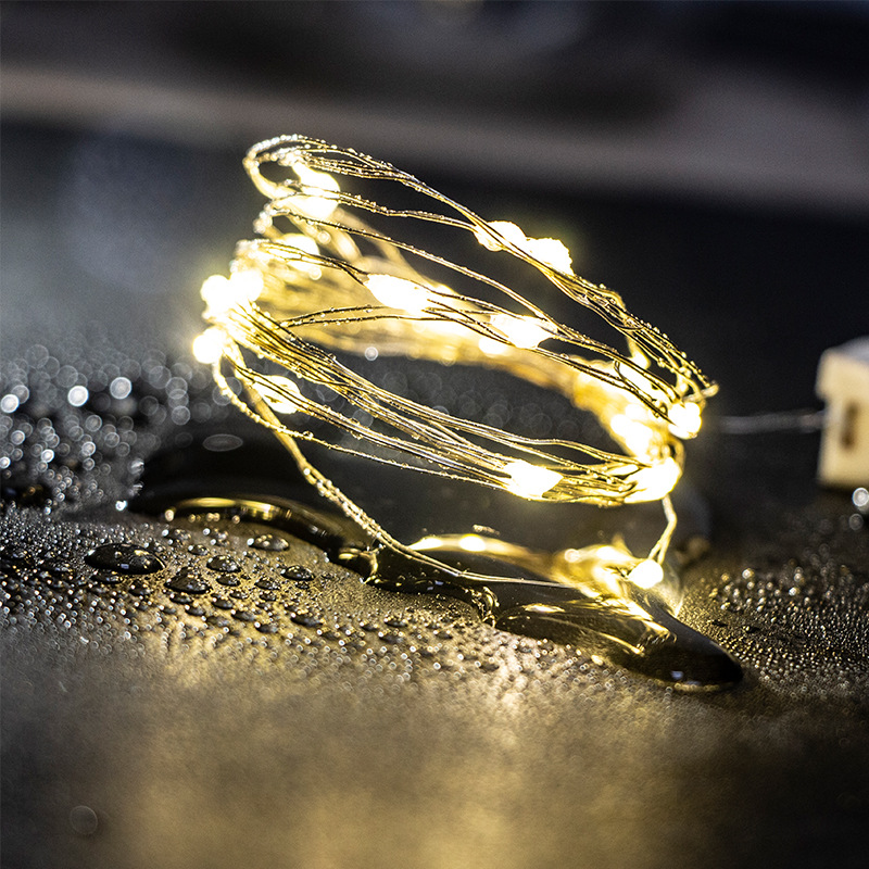 Botón de alambre de cobre LUZ DE Navidad color luz de la estrella de la torta de La Flor de la caja de regalo decoración ola Bola de juguete flash Cadena de luz