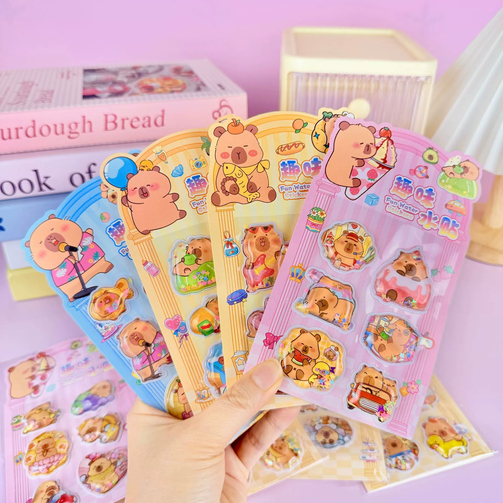 Капибара Санрику мультфильм трехмерный встряхивание воды наклейки с водой встряхивание наклейки DIY креативные декоративные наклейки