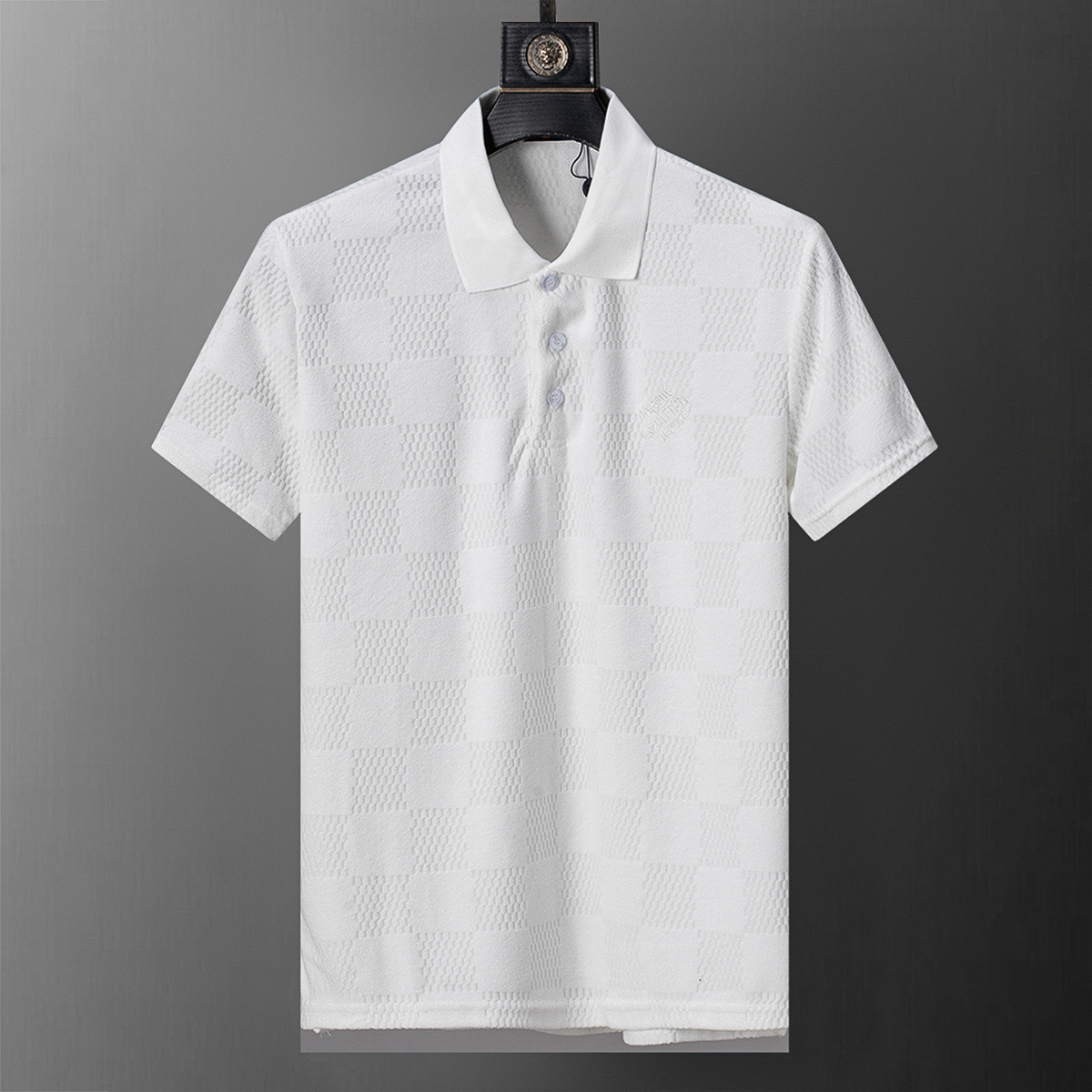 Cross-border versión correcta 26 nuevo polo para hombres color sólido negocios Jacquard casual con solapa de punto manga corta 1