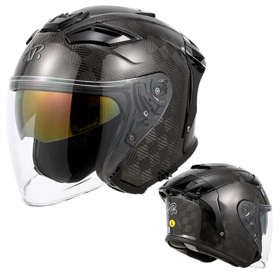 3/4 Helmet Lightweight Summer: Motosiklet kaskı (dəbilqə) - 12k-bright-black-transparent-lens-m