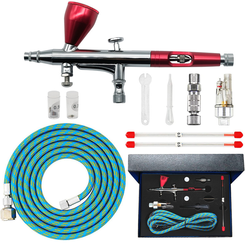 Air Brush Kit Double-Action Spray Gun for Tattoo Nail Makeup Model Art Hobby Painting