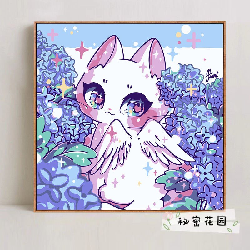 子猫デジタル油絵 diy 着色かわいい漫画動物手作り子供のシンプルな油絵装飾卸売|undefined