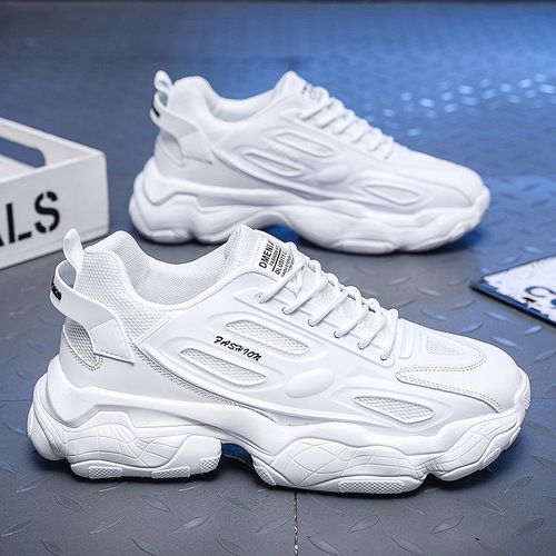 Dad's shoes men's 2024 spring new running sneakers students breathable shoes men's trendy thick-soled casual men's shoes