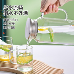 ガラスの水筒のレモンのジュースの壺の冷たい白は水を入れて冷たい水筒の高ホウ素のシリコンのガラスのジュースの壺の卸売りの現物を入れます。