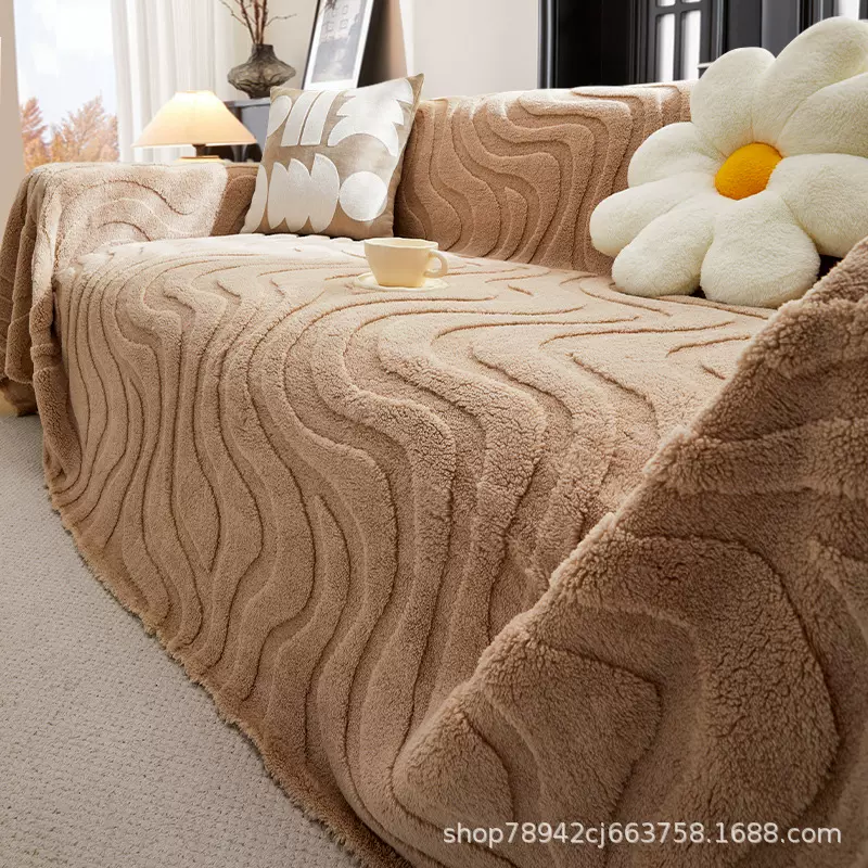 舒棉绒面料奶油风沙发垫沙发套抱枕套沙发一体套源头工厂定制批发