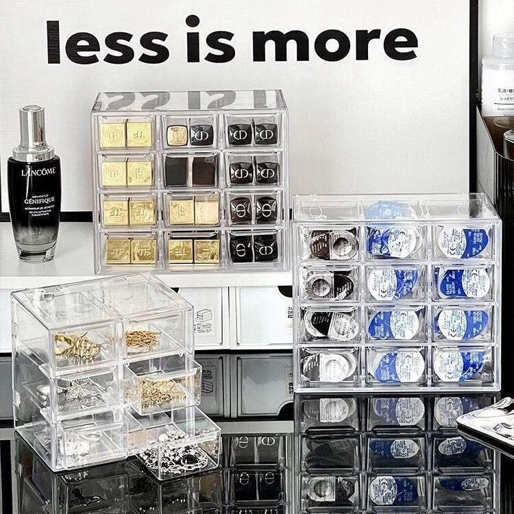 Transparent Jewelry Storage Box Dust-Proof Multi-Grids Drawer-Type Cross-Border Popular Contact Lens Jewelry Organization and Display