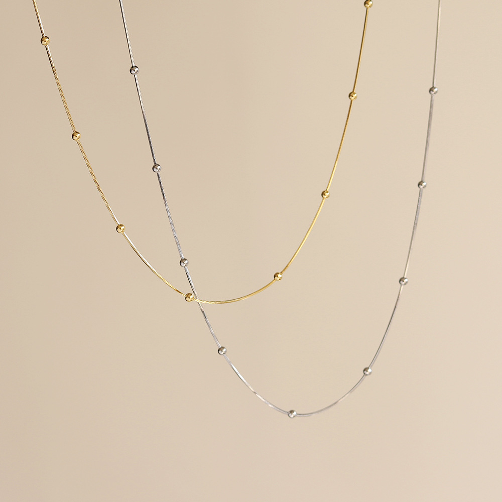 Daily Occasion Real Gold Plated Solid Color 304 Stainless Steel Fashion Waterproof Non Tarnish Necklace