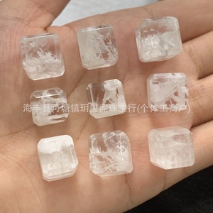 天然雪花幽灵方糖DIY手链配石 雪花幽灵水晶方块散珠配珠批发