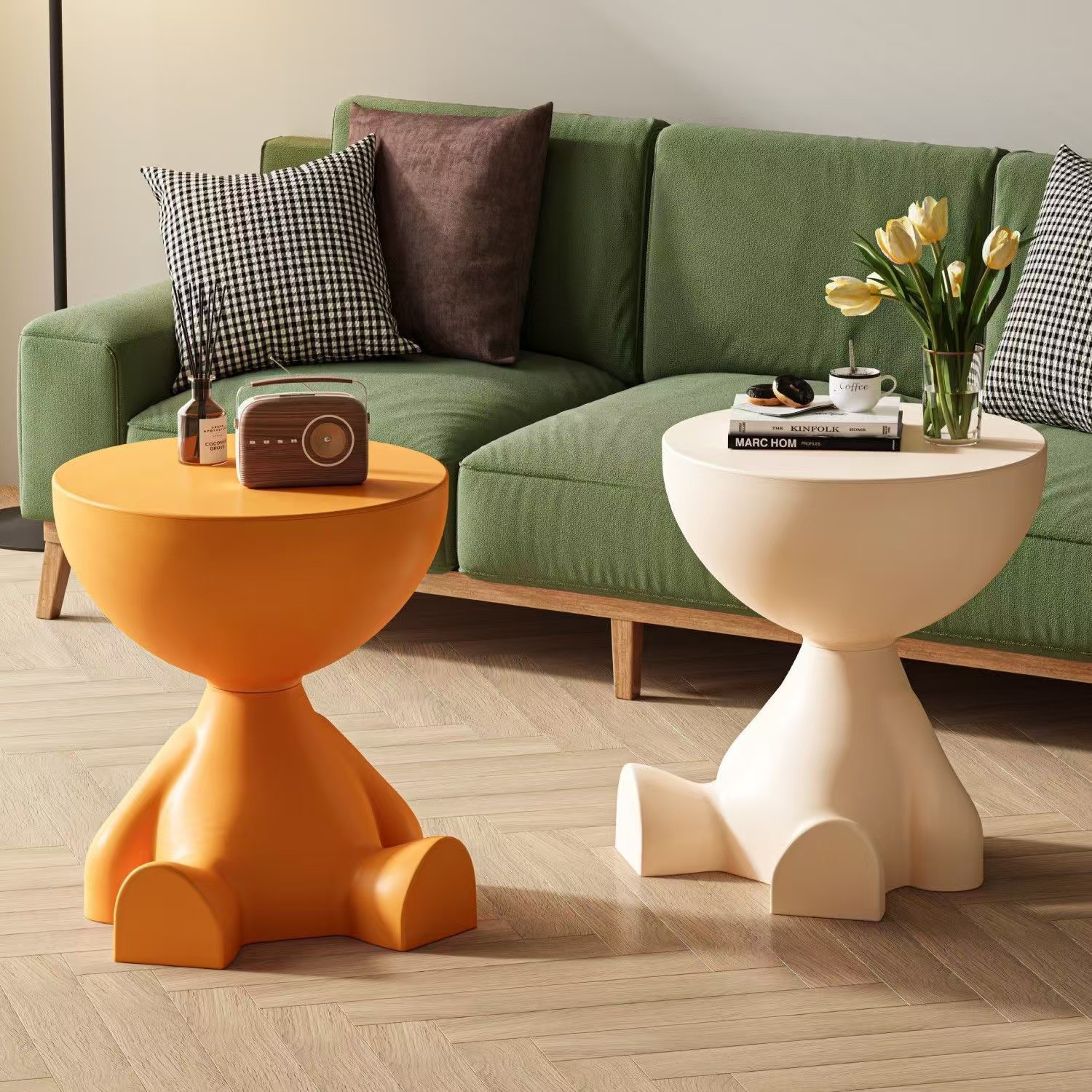 Creative bedside cabinet, home sofa side table, shelf, bedroom balcony, movable mini table, small apartment tea table