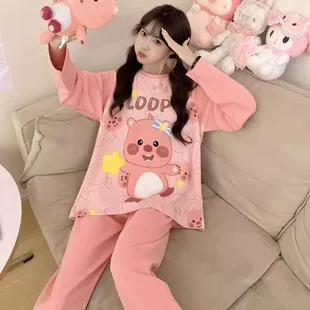 Карикатурные тонкие демисезонные комфортные пижамы, комплект, oversize