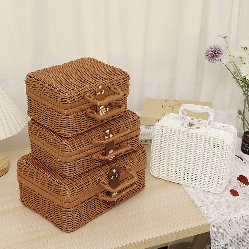 Mid-Autumn Festival Retro Storage Luggage Photo Props Organizer Box Glue Rattan Storage Box Wedding Candy Box Companion Gift