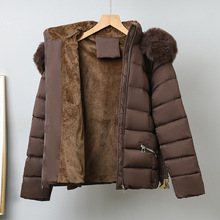 现货跨境欧美女腰带长袖滑雪棉服内里加绒加厚夹克外单棉服