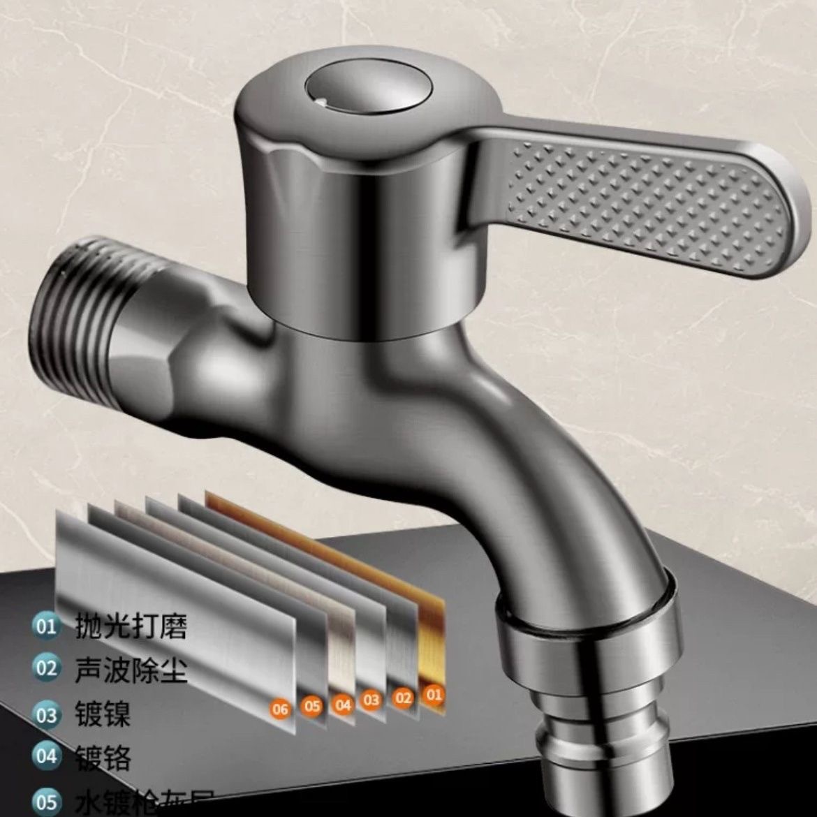 The gun grey washing machine faucet is 4-inch thickened single-cooling splash-proof, and the mop sink is lengthened Application Scenario