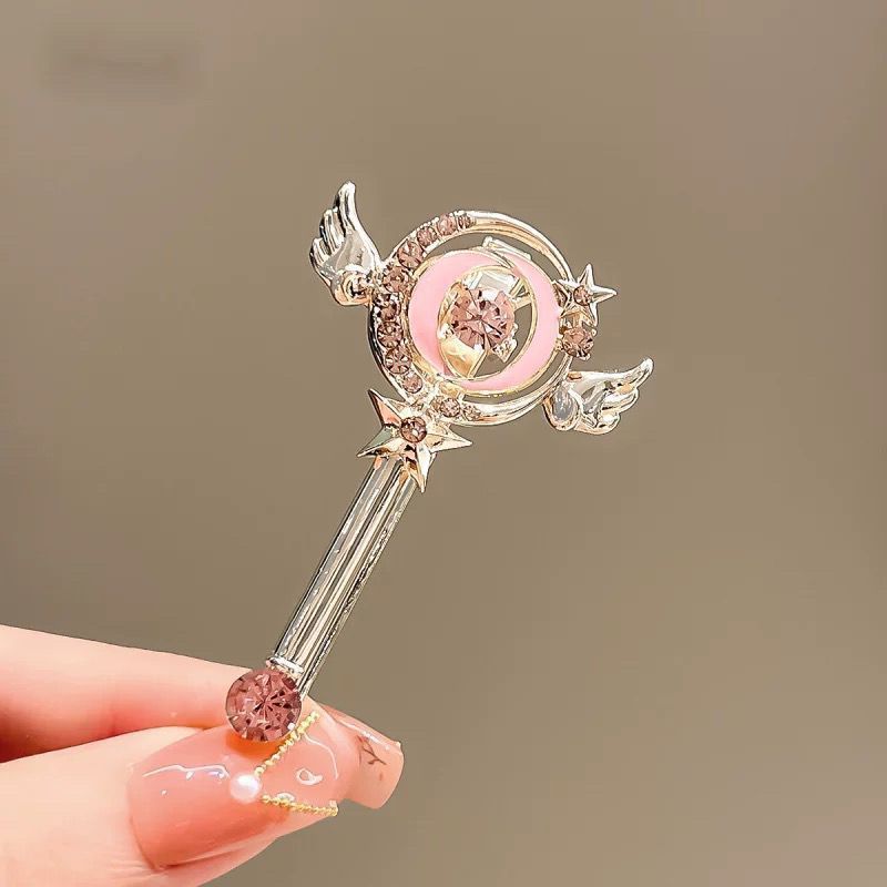 15g Weight Hair Clip Hair Accessories Type 1 Piece Quantity Holiday, Street Occasion Metal Material Cartoon, Magic Wand Pattern All Seasons Season Women's Gender Cute Style Cute Women's Cartoon Magic Wand Metal Hair Clip 9