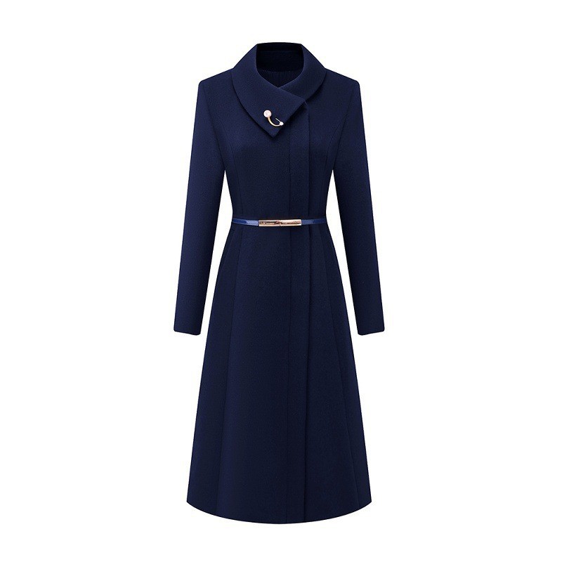 High-End Wool Stewardess Uniform Winter Professional Woolen Outwear Mid-Length Sales Office Property Customer Service Work Clothes for Women