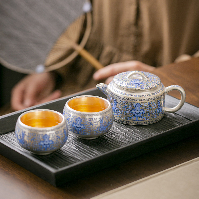 陶瓷鎏银一壶两杯茶具礼品套装送长辈礼物公司实用商务伴手礼定制|undefined