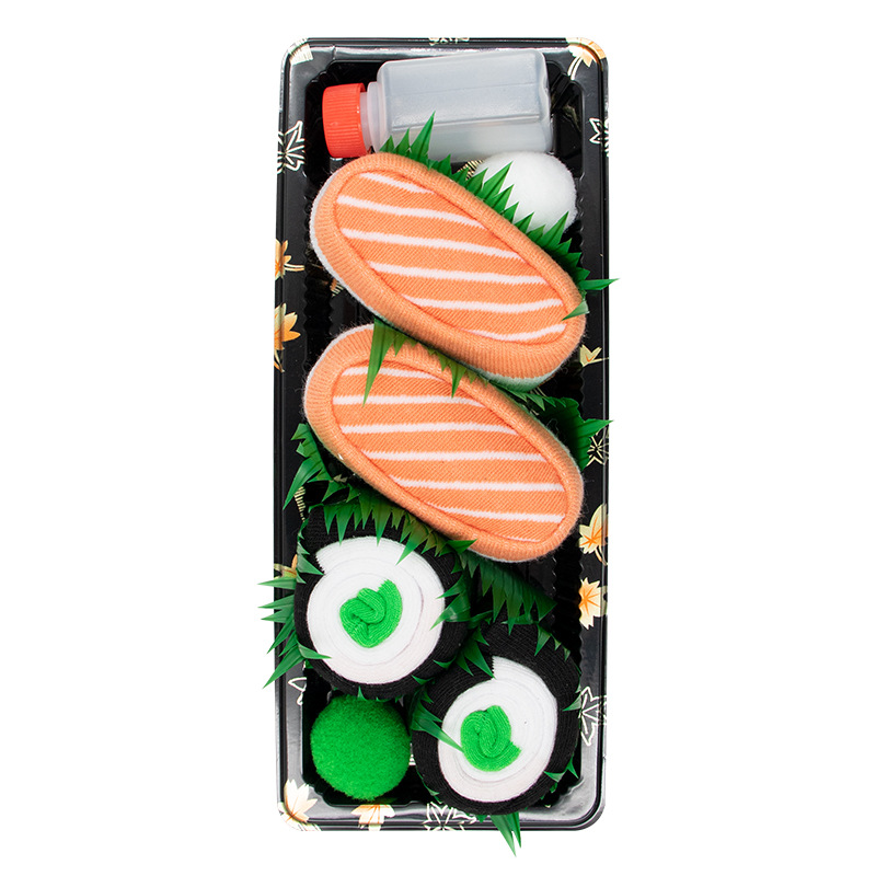 Calcetines de sushi calcetines de moda de media pantorrilla calcetines de Navidad de algodón peinado regalo de Navidad en caja calcetines casuales de moda de pareja alta