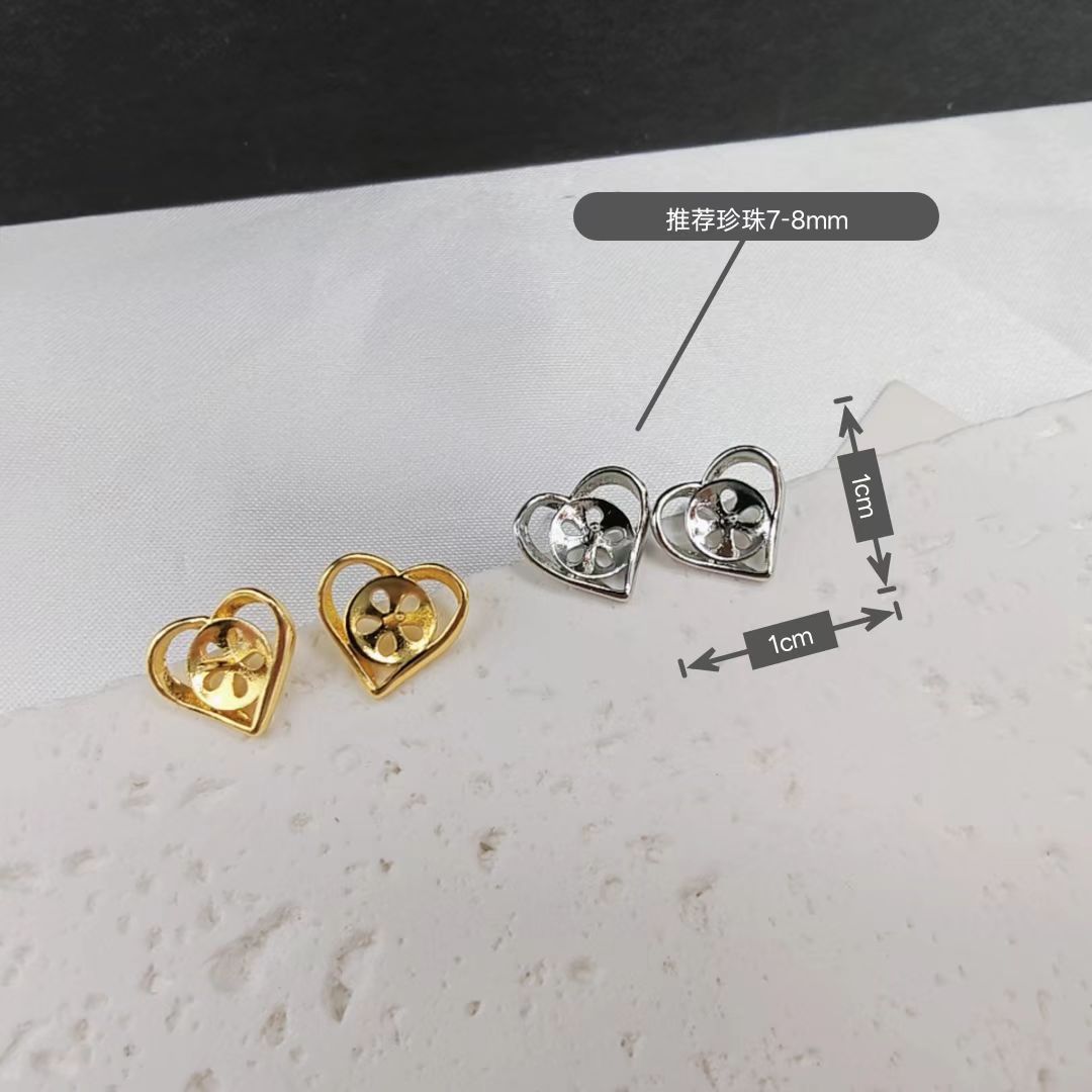 Perla de alta sensibilidad 925 agujas de plata 18k chapadas en oro pendientes huecos accesorios de material femenino fábrica al por mayor