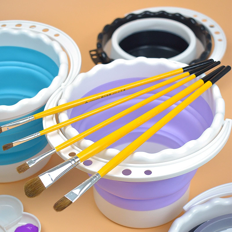 Многофункциональное выдвижное силиконовое ведро, художественная кисть, ведро для ручек, ведро для мытья ручек, ведро для рисования, складное ведро, ведро для мытья ручек