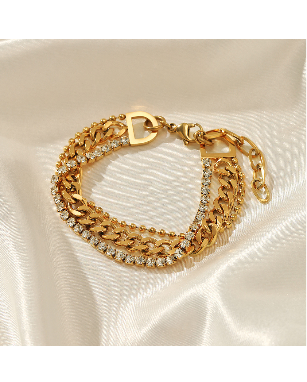 Geometric Pattern Women'S Gender Fashion Geometric 304 Stainless Steel Rhinestones Stainless Steel Bracelets In Bulk