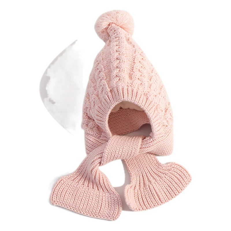 Осенне-Зимняя Детская шапка-шарф, универсальная шерстяная сумка, головной убор, Корейская версия теплой мужской и женской вязанной шапки для защиты ушей на флисовой подкладке