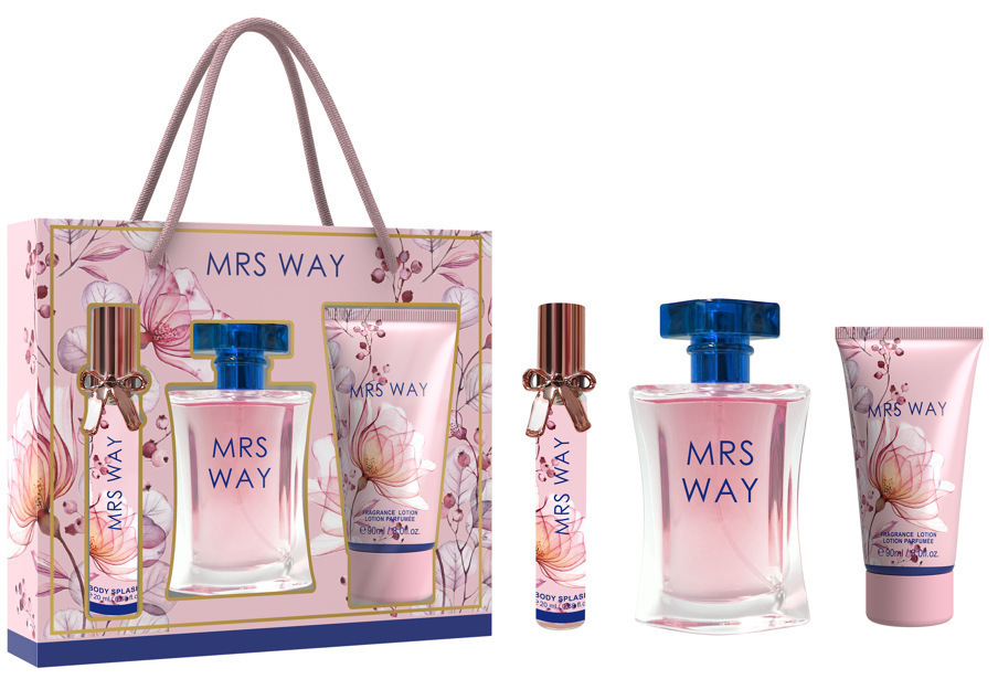 Transfronterizo de Oriente Medio caja de perfumes damas caja de regalo de agua de fragancia de tres piezas set de spray corporal de perfumes damas crema corporal