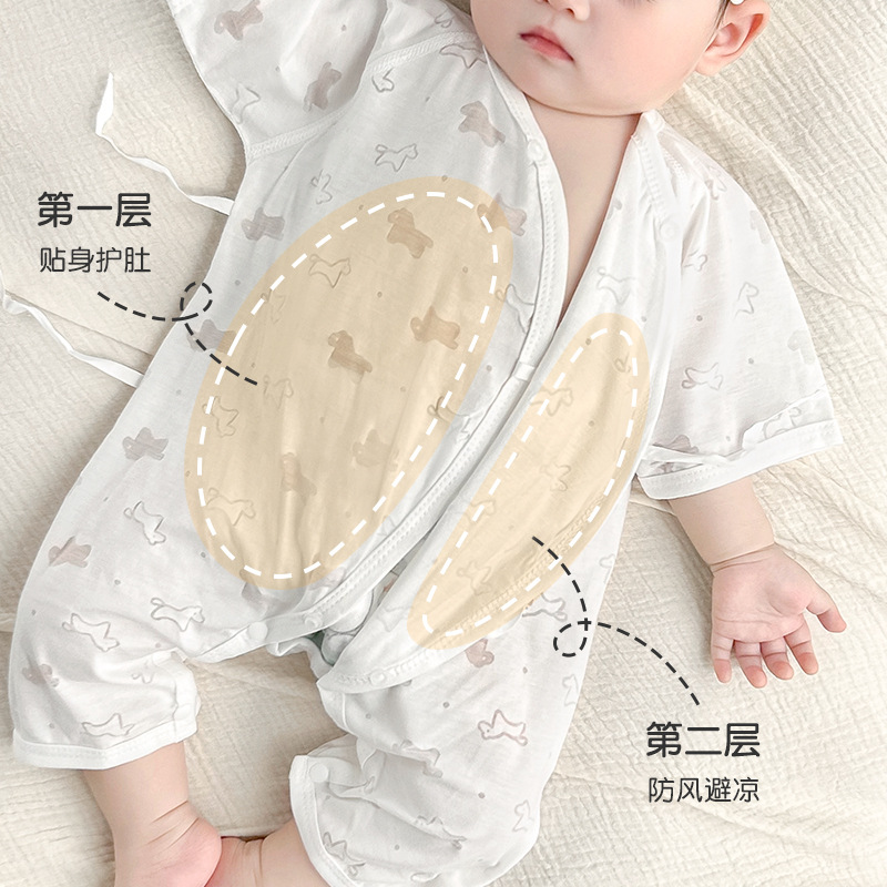 Baby Jumper de verano bebé delgado monje de manga corta para salir con ropa de verano para niños pequeños pijamas ropa de recién nacidos