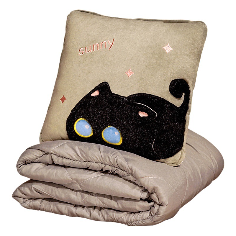 Almohada edredón de doble uso engrosada manta siesta de oficina almohada dos-en-uno plegable coche almohada lindo